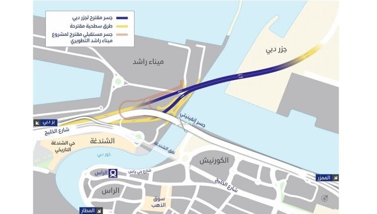 تنفيذ مداخل ومخارج مباشرة لمشروع جزر دبي من جهة بر دبي