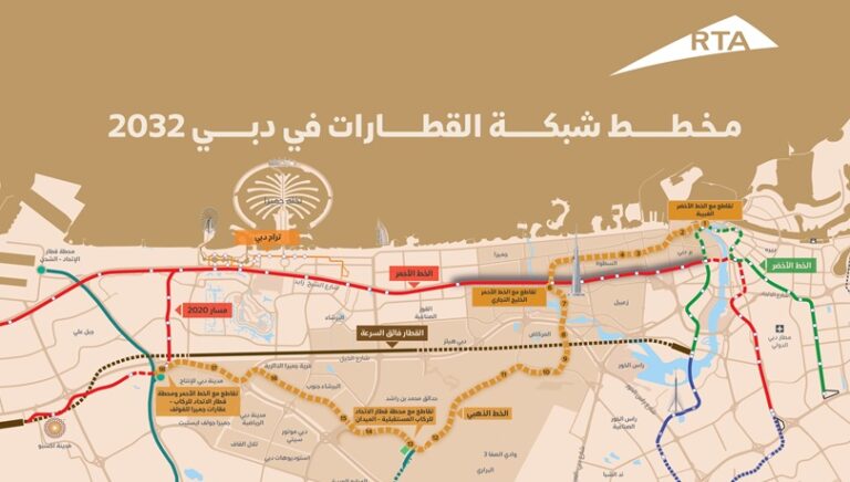 خارطة مسار الخط الذهبي لمترو دبي
