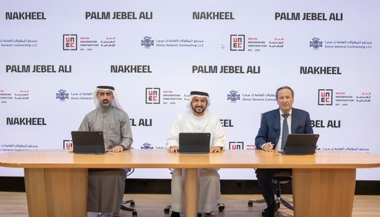 خلال توقيع "نخيل" لعقدين مع نخيل ترسي عقدين مع "جينكو" و"اتحاد الهندسة الإنشائية" (يونك)