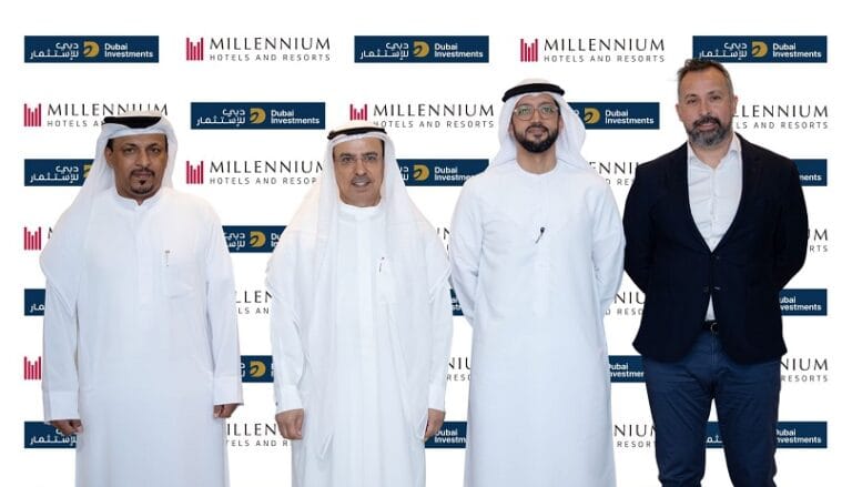 خلال توقيع الاتفاقية بين دبي للاستثمار و فنادق ومنتجعات ميلينيوم
