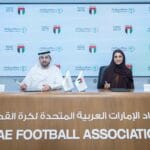 خلال توقيع مذكرة التعاون بين دائرة الأراضي والأملاك في دبي و اتحاد الإمارات العربية المتحدة لكرة القدم